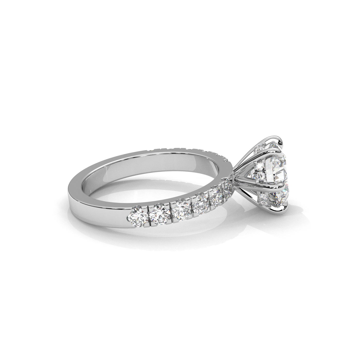 Klassisk Forlovelsesring med Sidesten