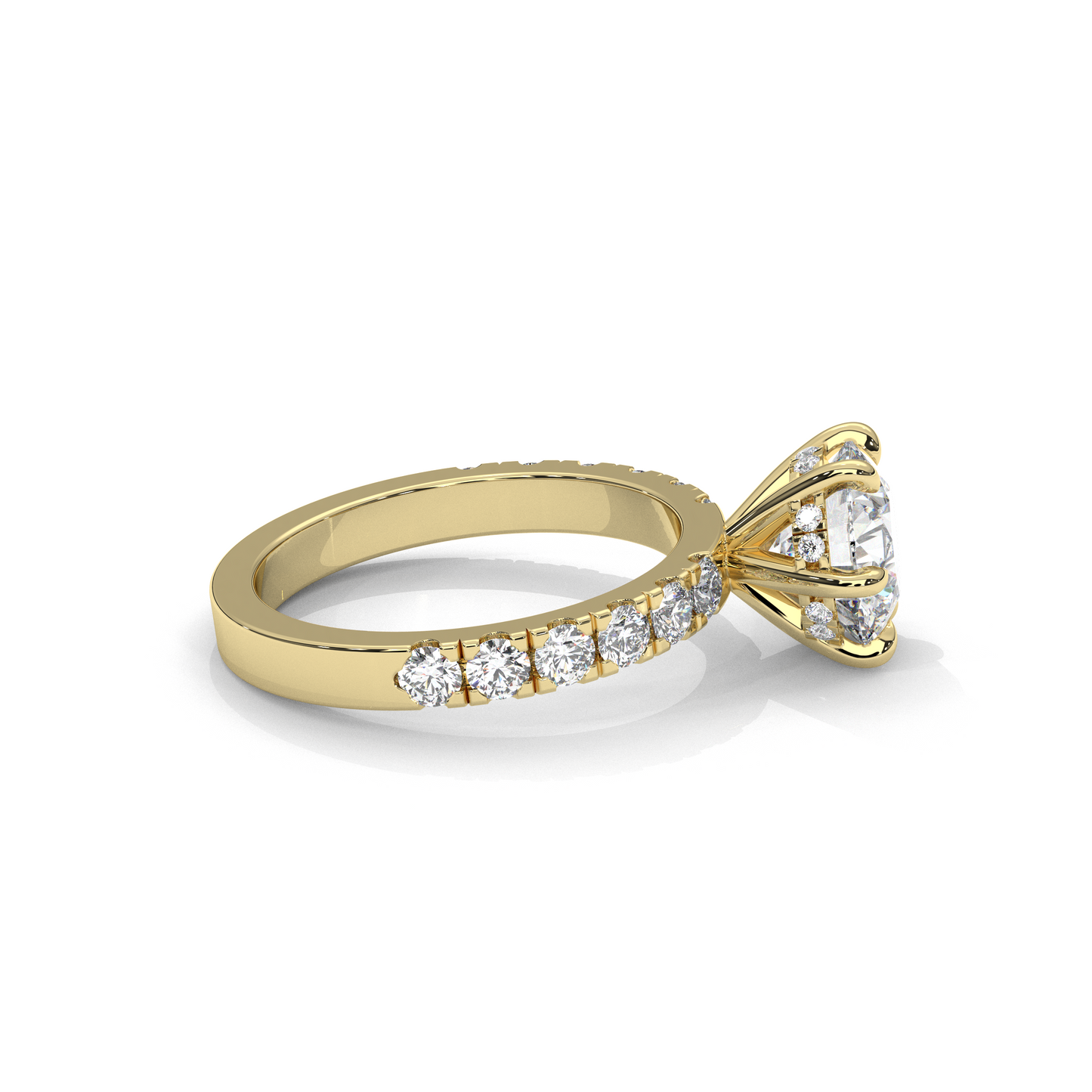 Klassisk Forlovelsesring med Sidesten