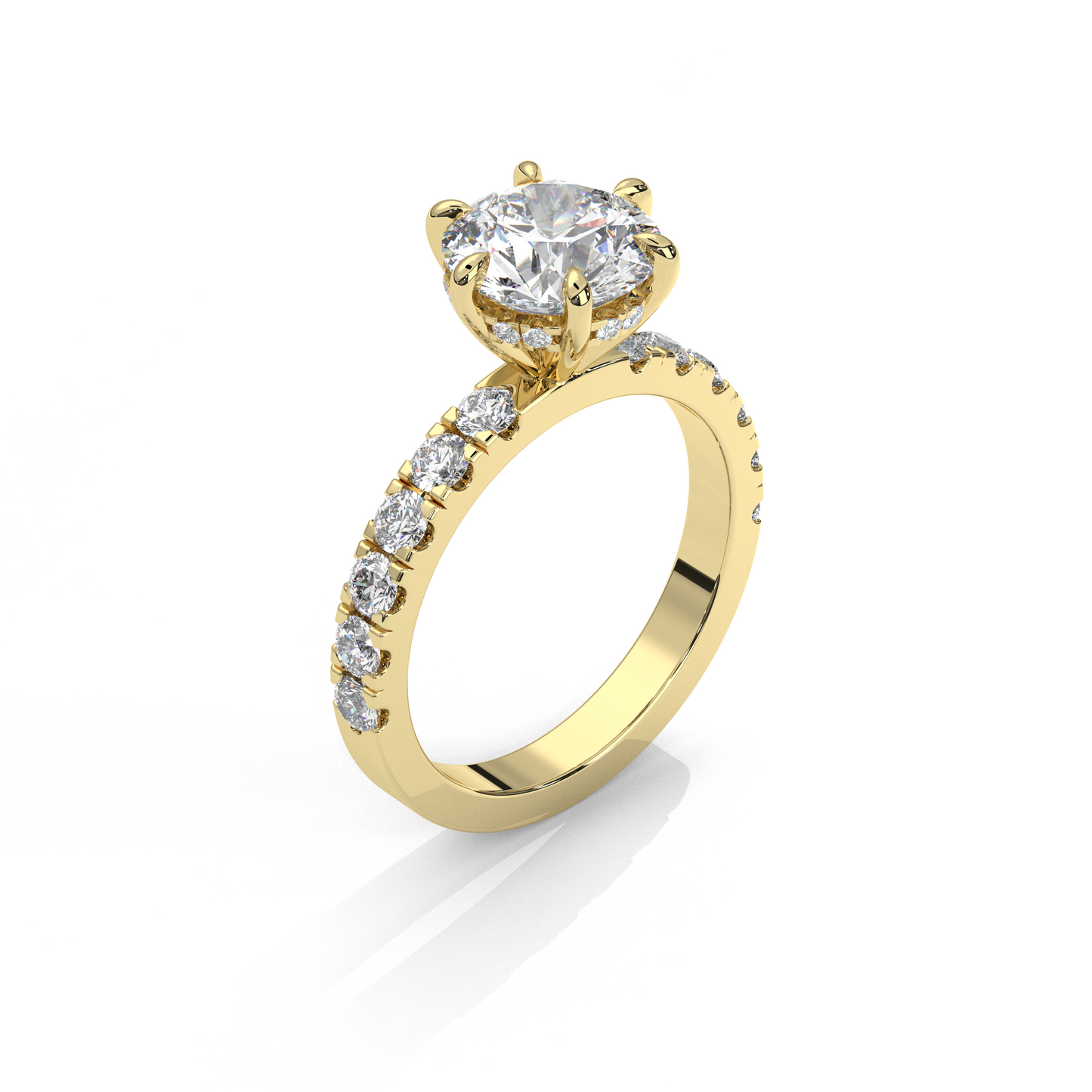 Klassisk Forlovelsesring med Sidesten