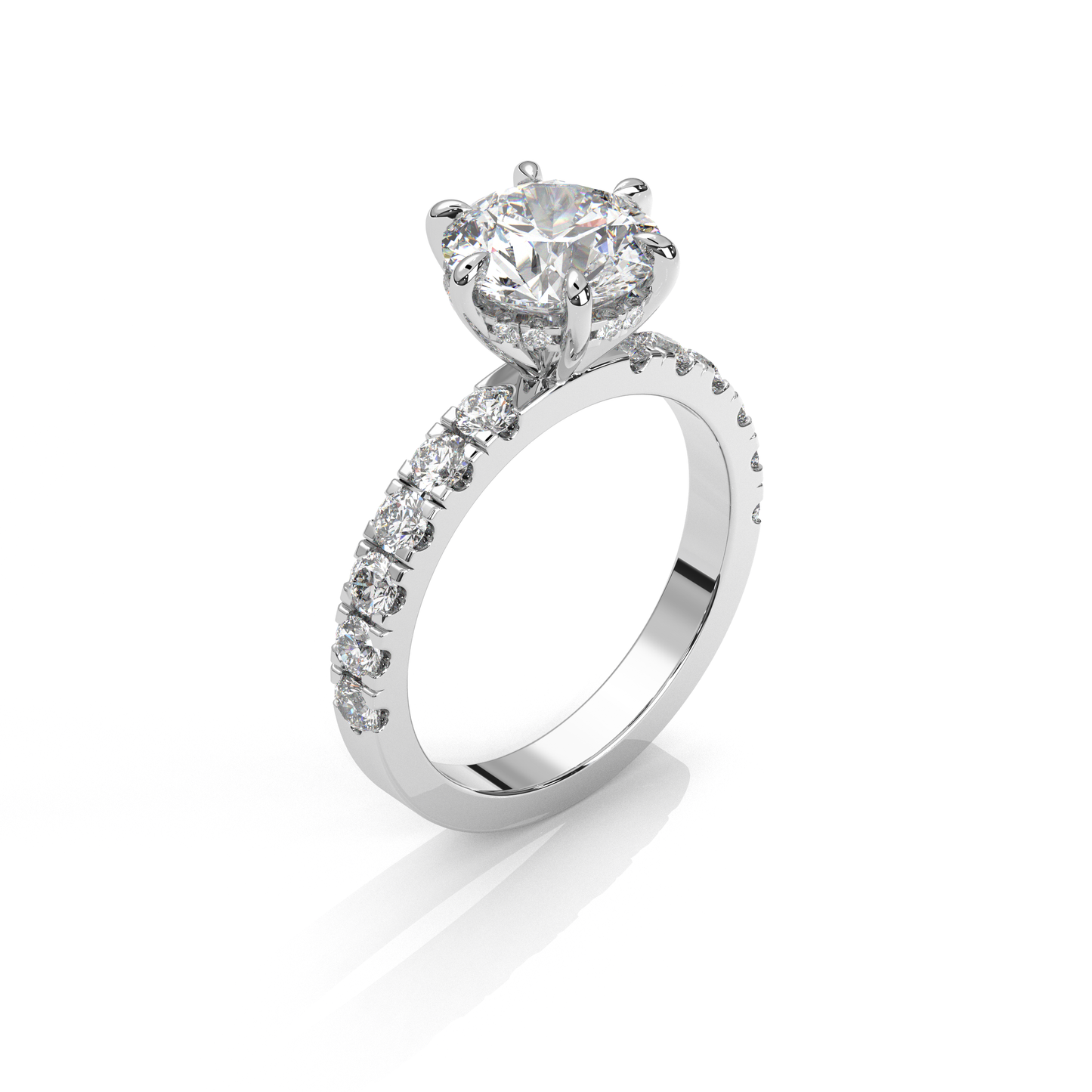 Klassisk Forlovelsesring med Sidesten