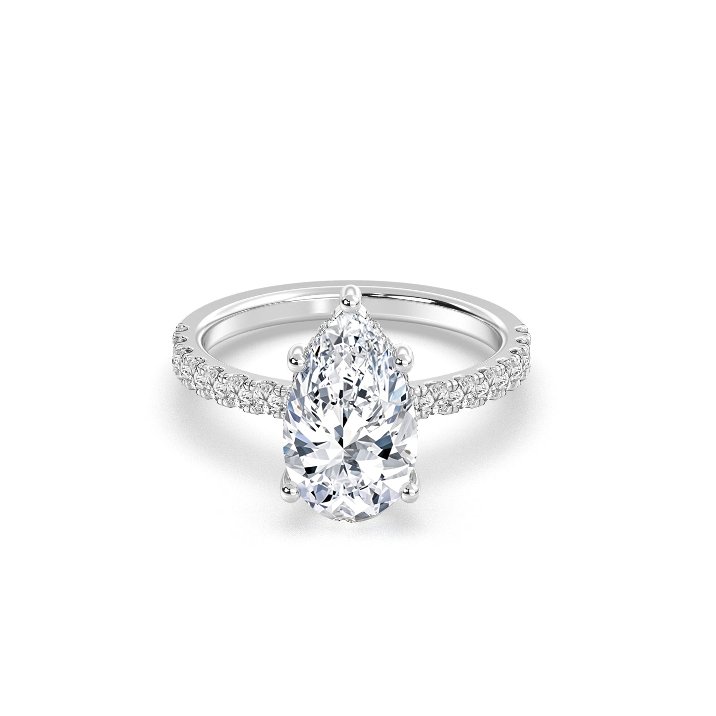 Pear forlovelsesring med sidesten