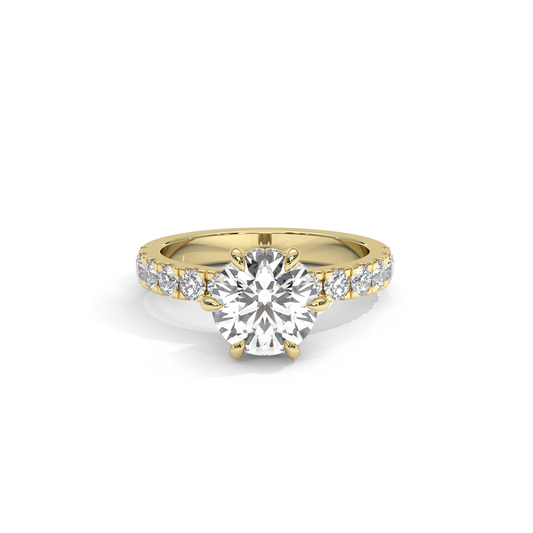 Klassisk Forlovelsesring med Sidesten
