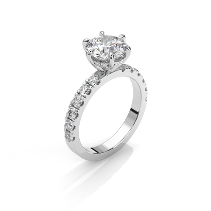 Klassisk Forlovelsesring med Sidesten