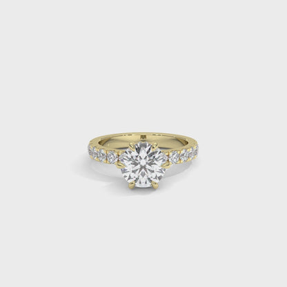 Klassisk Forlovelsesring med Sidesten