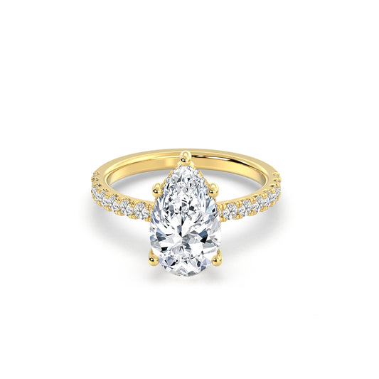 Pear forlovelsesring med sidesten