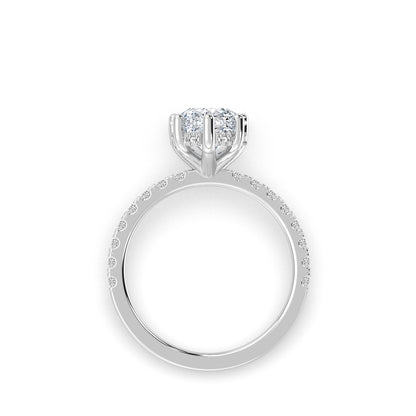 Pear forlovelsesring med sidesten