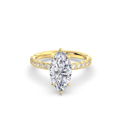 Marquise Forlovelsesring med Sidesten