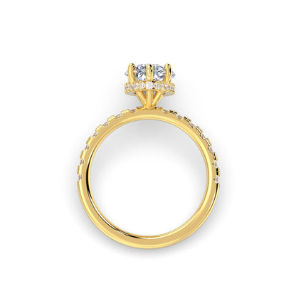 Marquise Forlovelsesring med Sidesten